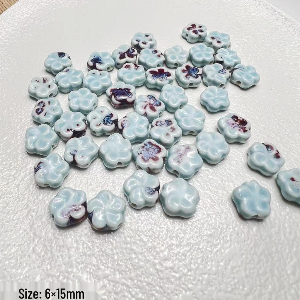 Blue Series Japanese Ceramic Seashell & Heart Beads for DIY Jewelry