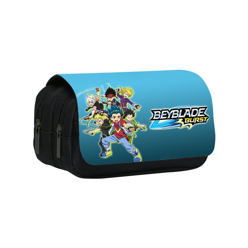Borsa Portapenne a Doppio Strato con Stampa Personaggi Cartoon Beyblade per Scuola e Viaggio