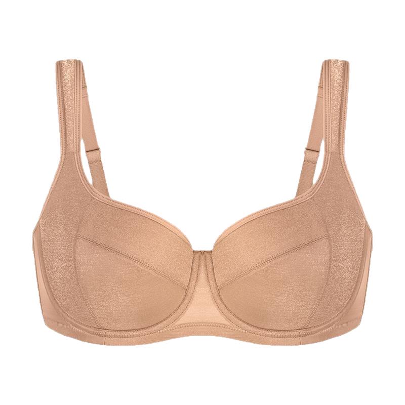 Plus Size Shiny Fabric Wide Strap Lift & Coverage Bra