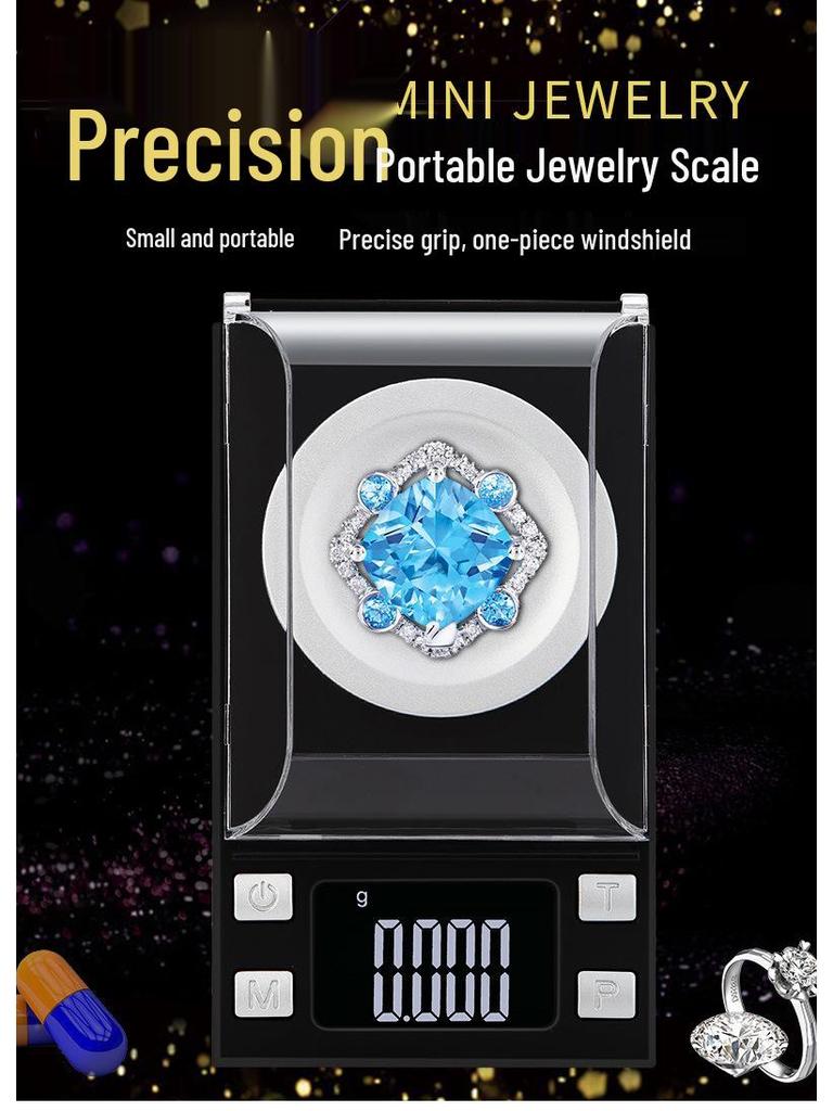 Portable Mini Kitchen & Jewelry Scale, 0.001g Precision Electronic Balance for Carats & Grams
