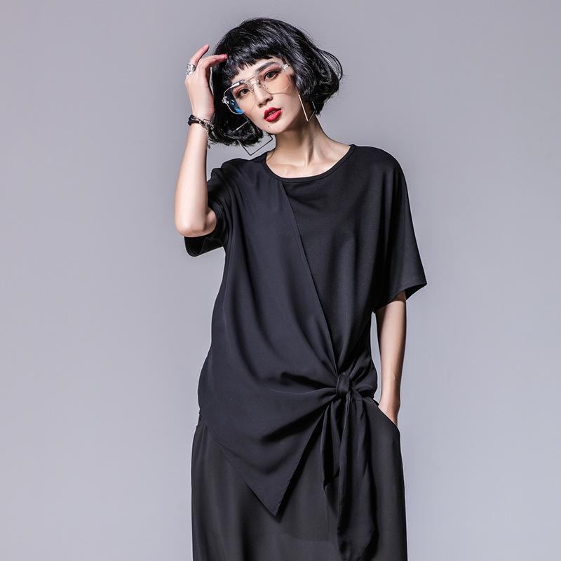 Short sleeve oversized Black modal vintage Casual loose summer t shirt tops Women t-shirt