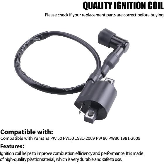 IGNITION COIL NEW Compatible with Yamaha PW 50 PW50 1981-2009 PW 80 PW80 1981-2009