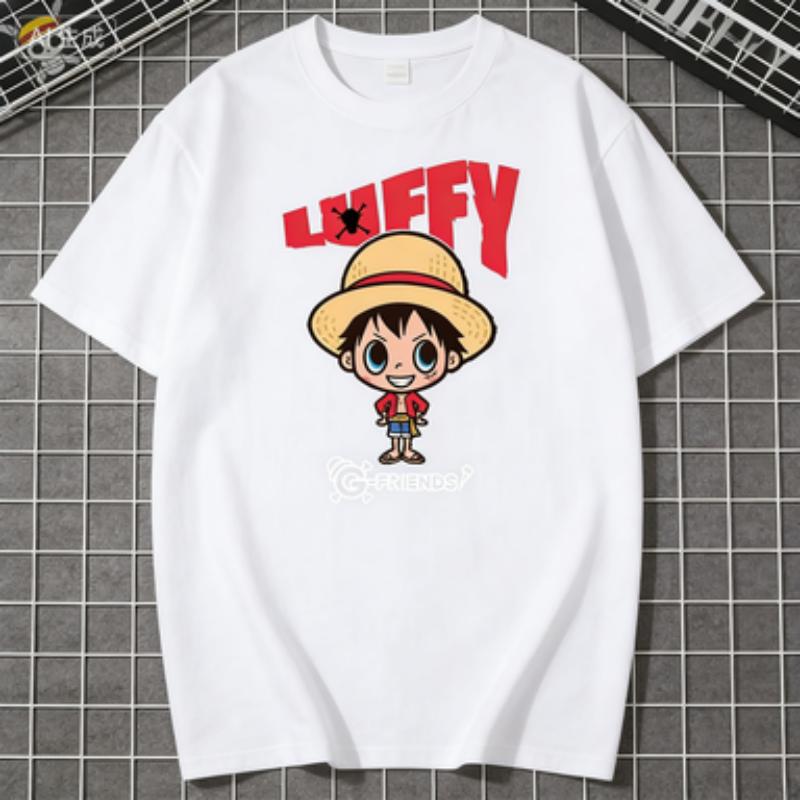

2026 Summer New purecotton One Piece Chopperanime character Luffy pattern ventilate Short SleeveTshirt Round ventilate shirt S