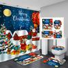 4pcs Christmas Snowman Waterproof Bathroom Curtain Non Slip Mat Set Thickened Mildew Resistant Shower Curtains for Holiday Decor