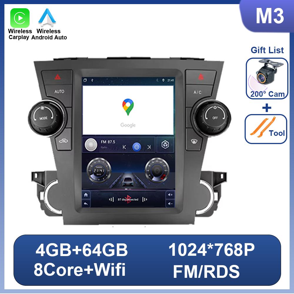 9.7 Inch Touch Screen For Toyota Highlander 2 XU40 2007 - 2013 Car Radio Video Multimedia Player No 2 Din Autoradio Android 14