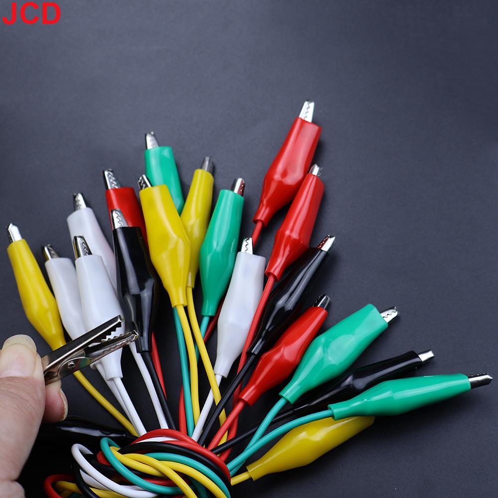 JCD 10PCS Alligator Clips Electrical, 5 Colors Test Leads with Testing Probes Crocodile Jumper Wires Cable with Alligator Clips