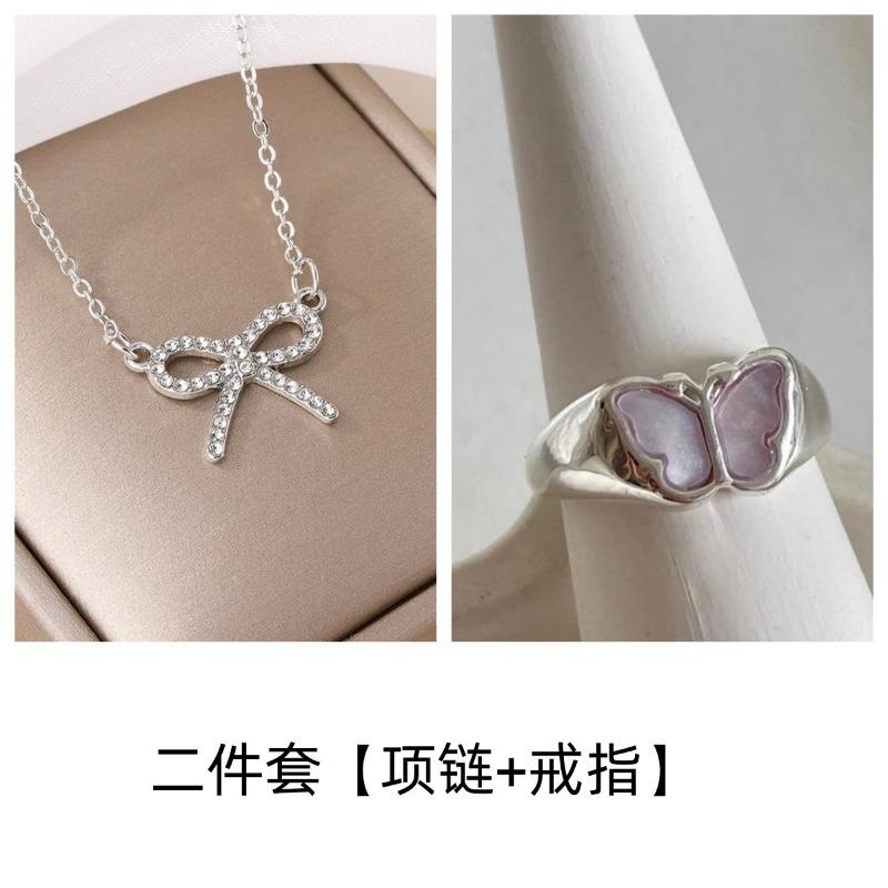Bow versatile necklace women's sweet temperament collarbone chain simple and high-end summer necklace accessories