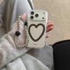Korean-Style Black Heart Mirror Phone Case for iPhone 15/16/17/17 Pro Max (Female)
