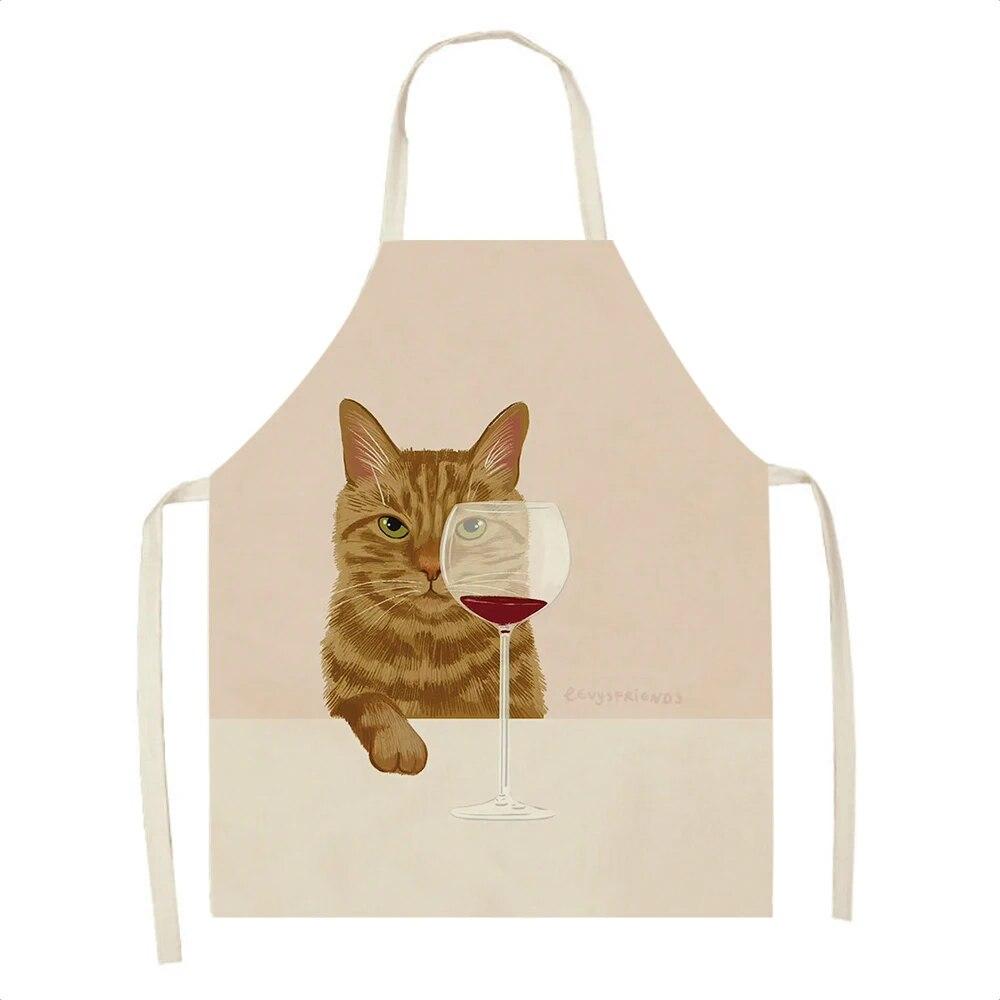 Ladies Men Home Cleaning Baking Cooking Tools Cooking Accessories Kitchen Aprons Linen Cats Wine Aprons