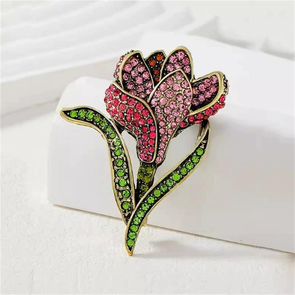 1Pc Korean Version Creative Tulip Brooch Luxurious Personalized Pin Romantic Retro Y2K Jewelry Accessories Party Birthday Gift
