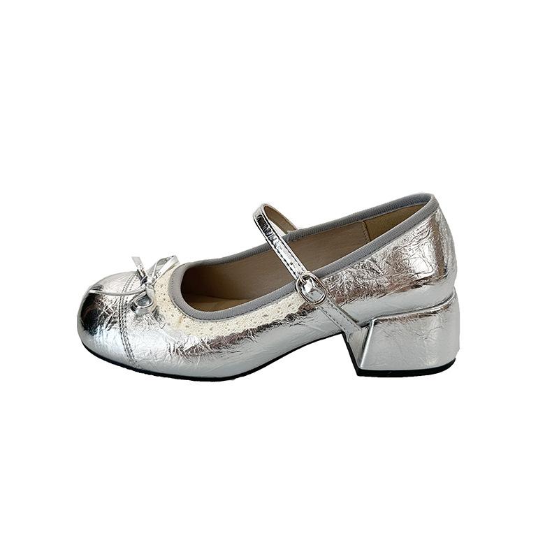 French design lace lace bow Mary Jane shoes women's 2025 new summer skirt light mouth single shoes