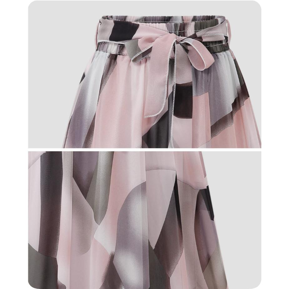 Chiffon Skirt Women's Summer Plus Size Mid-length Floral Skirt Mid-length Skirt Was Thin A-line Gauze Skirt