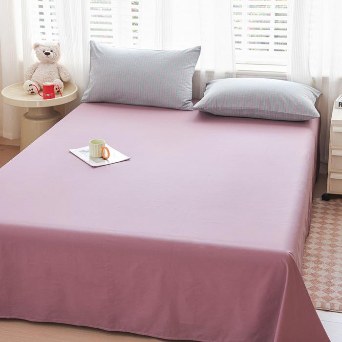 New Woven Cotton Pure 4-Piece Bedding Set: Skin-Friendly Pillowcase & Fitted Sheet