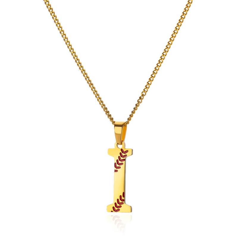 New Design Exquisite Baseball Initials - Letter Necklace Stainless Steel Chain English Pendant