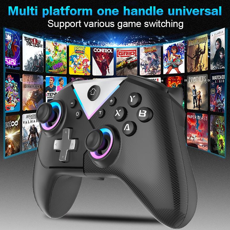 Wireless PC Gaming Controller, with Rgb Led Light Compatible for Nintendo Switch/Mobile Phone/Android Gamepad Joystick