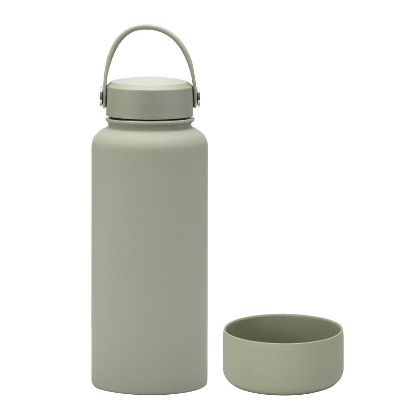 1L Large-Capacity Thermos Cup With Non-Slip Bottom, Portable Outdoor Sports Kettle, Frosted Water Cup