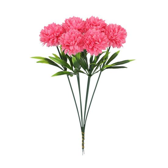 6 Pcs Artificial Hydrangea Flower Faux Chrysanthemum Ball Flower Fake Long Stem Hydrangea Bridal Bouquet for Home Office Wedding Decor