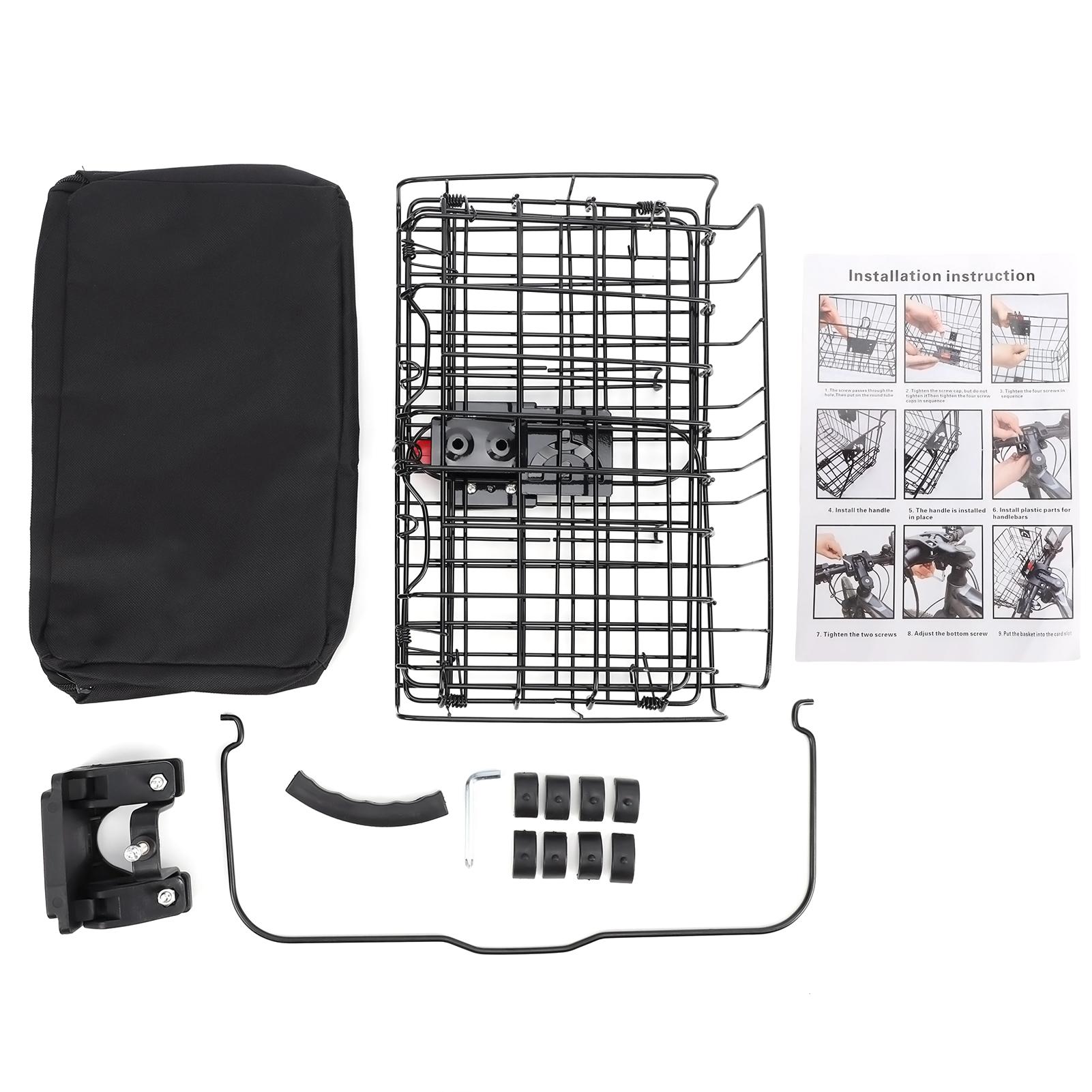 

Folding Bike Front Basket with Quick Release Bracket and Removable Liner Bag Easy Installation Oxford Cloth Liner Bag Set