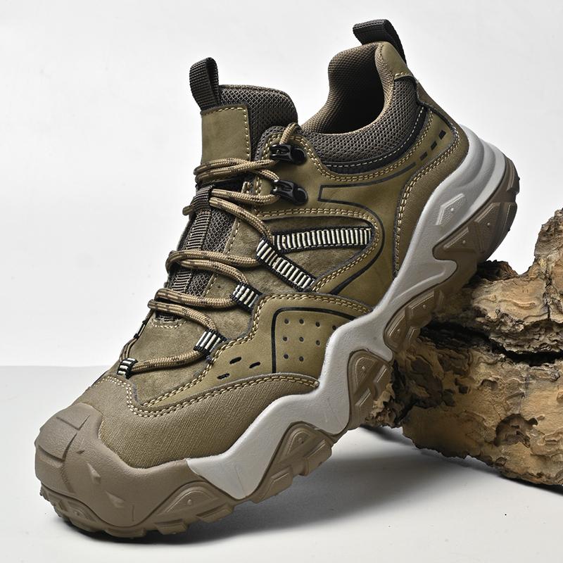 Fashion Lace-Up Genuine Leather Sneakers Fashion Non-slip Walk Footwear Luxury Brand Male Treking Footwear New Outdoor Men Hiking Shoes