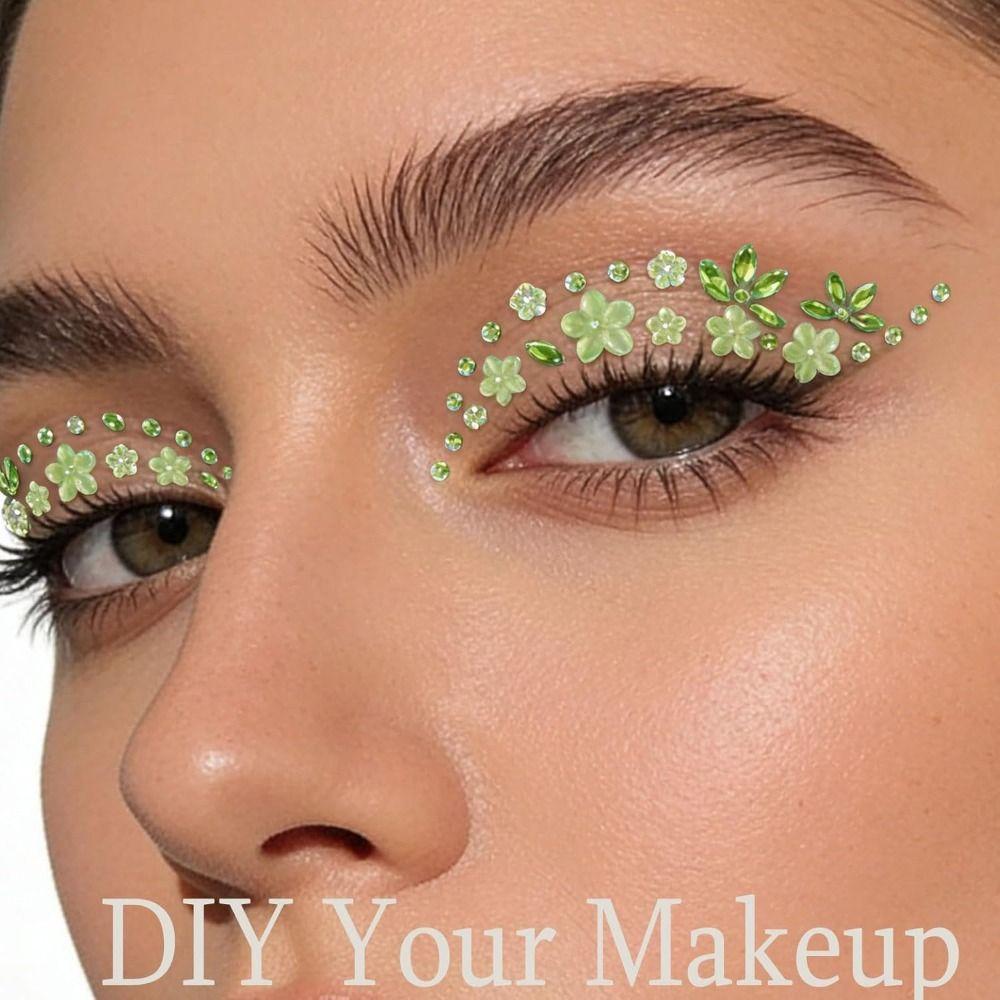 Flower Face Gems Sticker Pure Color Makeup Decoration New Face Tattoo Sticker for Women and Girls