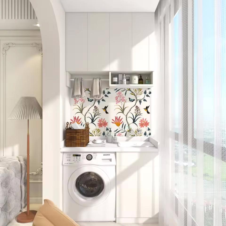 Self Adhesive Floral Bird Wallpaper,Modern Pink Flower Wallpaper,Living Room,Bedroom,Kitchen,Bathroom Wall Paper,Home Decoration