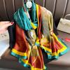 New silk scarf new silk satin printed shawl holiday fashion sunscreen long section simulation silk scarf