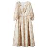 Xiangying French Style Floral V-neck Midi Dress