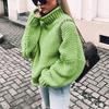 2025 Chunky Knit Batwing Sleeve European-American Semi-High Neck Oversized Sweater