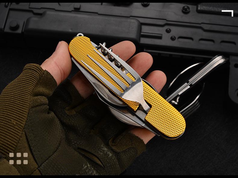 Multifunctional Foldable Detachable Tableware: Compact Travel & Outdoor Aluminum Handle Fruit Knife