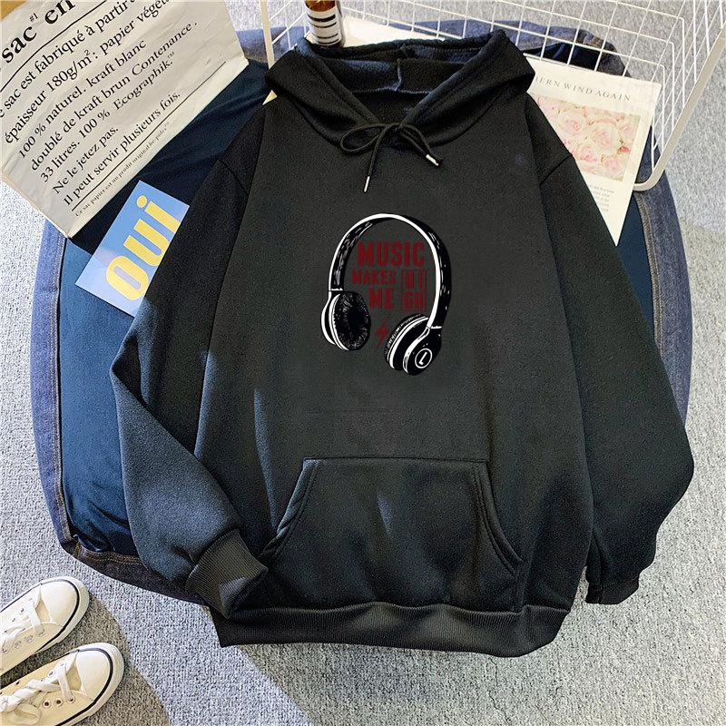 Women's American Style Hooded Sweatshirt - Casual Spring/Autumn, Plus Velvet, Long Sleeve, Loose Fit.