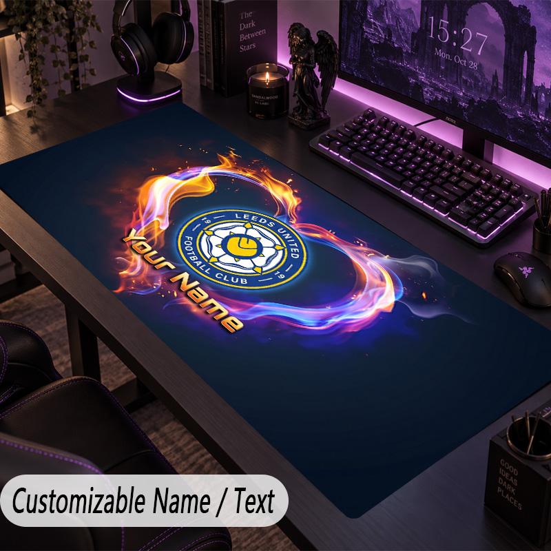 Large Mouse PadLeeds United Custom Name Text Personalized Desk Mat Non Slip Gaming Pad