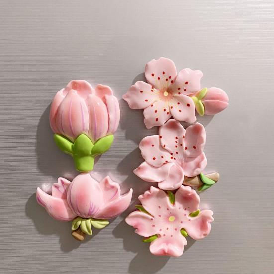 3D Cherry Blossom Refrigerator Magnet Resin Pink Flower Decorative Fridge Magnet Memo Notes Photo Holder for Home Kitchen Office