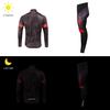 Men's Winter Thermal Fleece Cycle Clothing Set Long Sleeve Windproof Cycle Jersey Coat Jacket with 3D Padded Pants Trousers