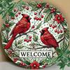 Metal Welcome Wreath Sign 8 Inch Round Wall Art for Home Cafe Halloween Decor