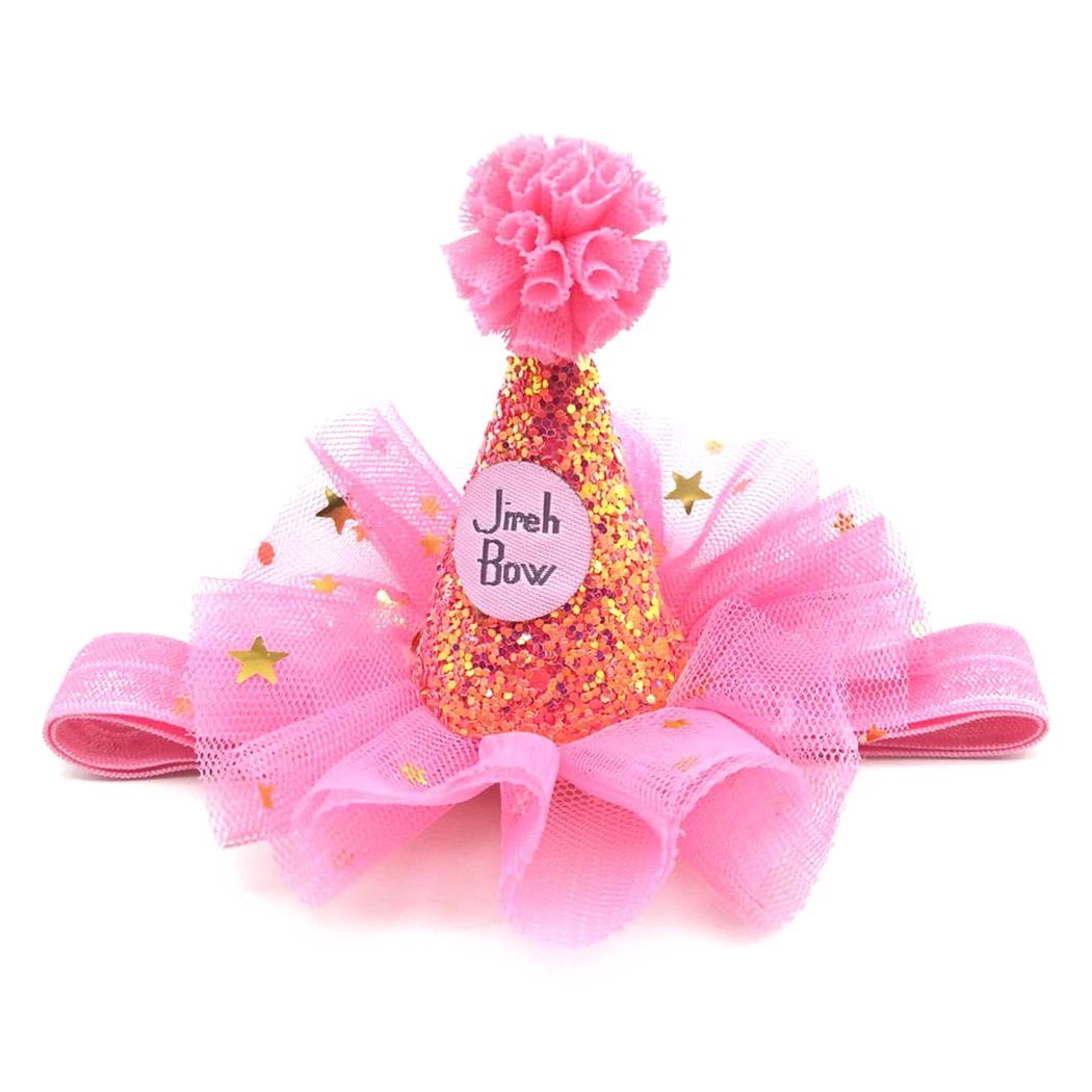 

Шапка для питомца на день рождения, фатиновая блестящая повязка на голову для питомца, головной убор для собак, кошек, наряд для вечеринки, аксессуары для волос, синий, розовый, красный розы красного