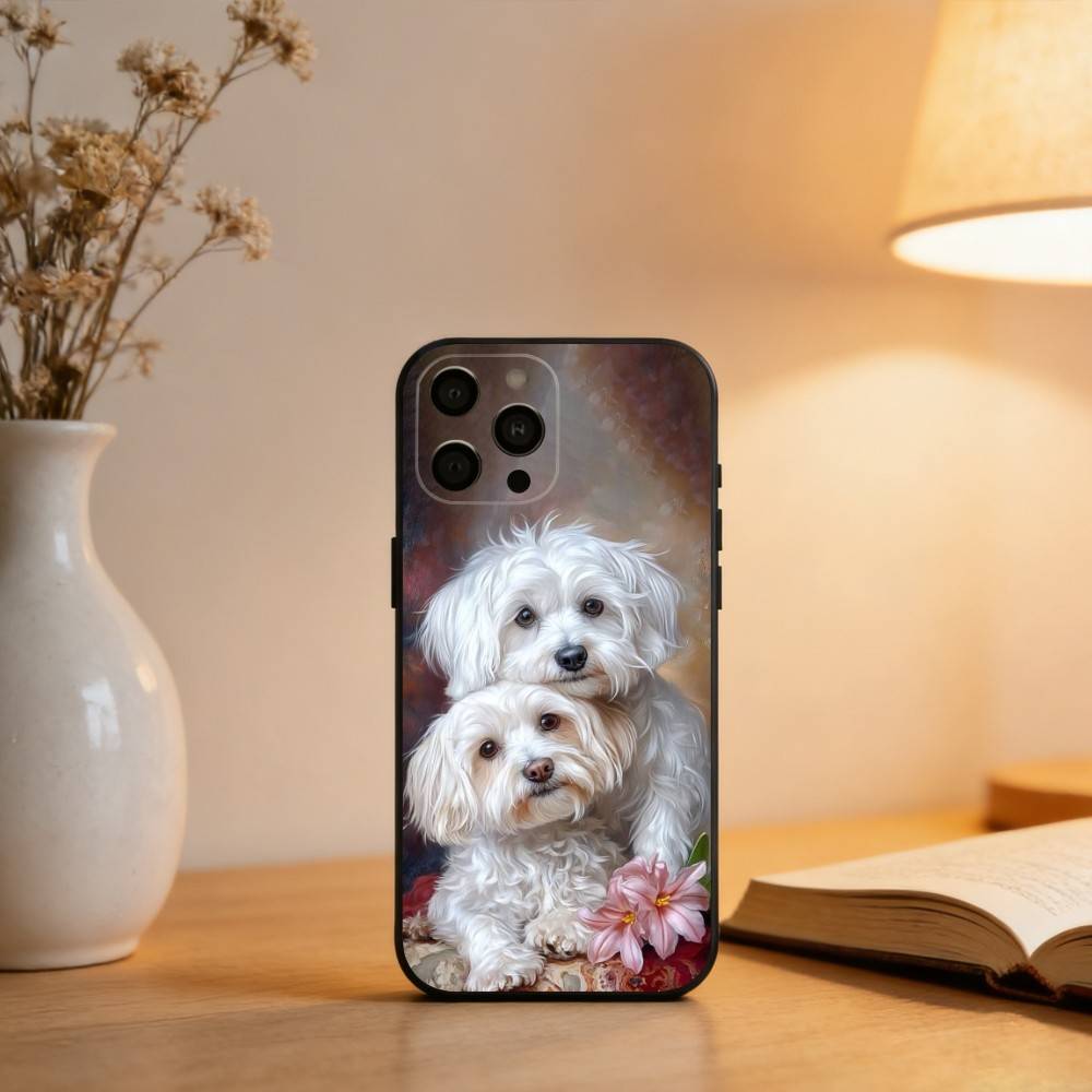 Painting Art Shih Tzu  Phone Case For iPhone 17,16,15,14,13,12,11 Plus,Pro Max,XS,Soft Silicone Black Cover