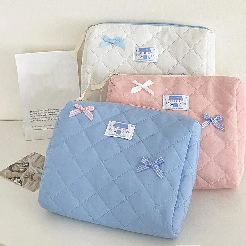 Nová módní motýlí dámská kosmetická taška Tote z bavlny, roztomilá přenosná kosmetická taška na úschovu líčení, čtvercová prošívaná taška na zip