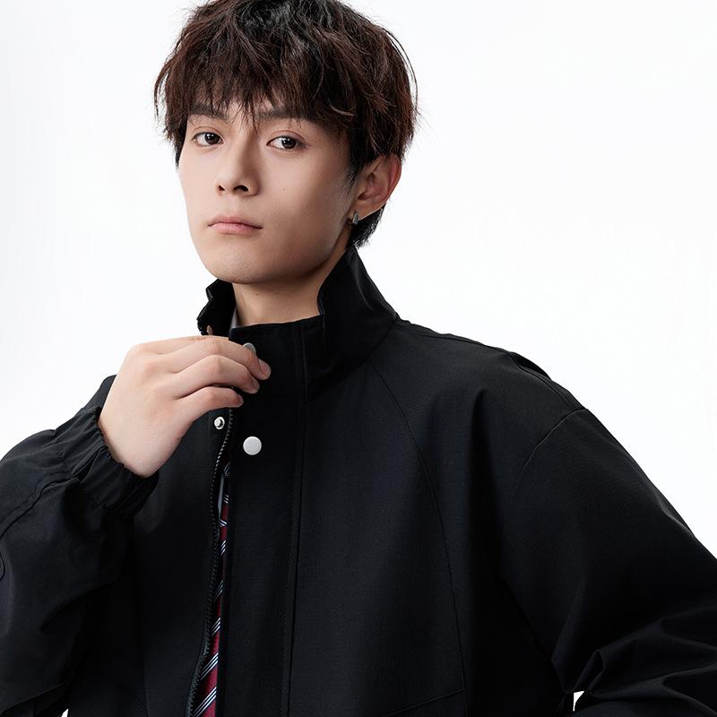 Jacket Youth New Spring and Autumn Fashion Versatile Cool Stylish Simple Stand-up Collar Men's Workwear Outerwear Top Trendy Men
