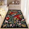 Colorful Bird and Floral Pattern Area Rug with Black Background Suitable for Use As an Anti-slip for Living Room Bedroom Sofas