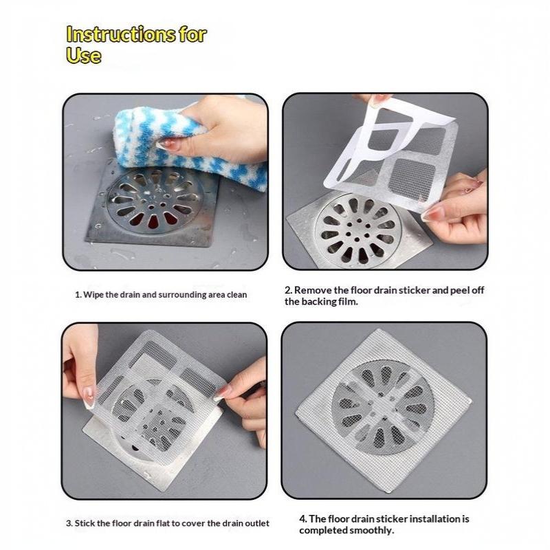 50PCS Adhesive Insect Proof Floor Drain Stickers Disposable Hair Filter for Bathroom Kitchen Laundry Sink