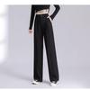 Pear-Shaped Slimming High-Waist Petite Black Straight-Leg Casual Pants for Women