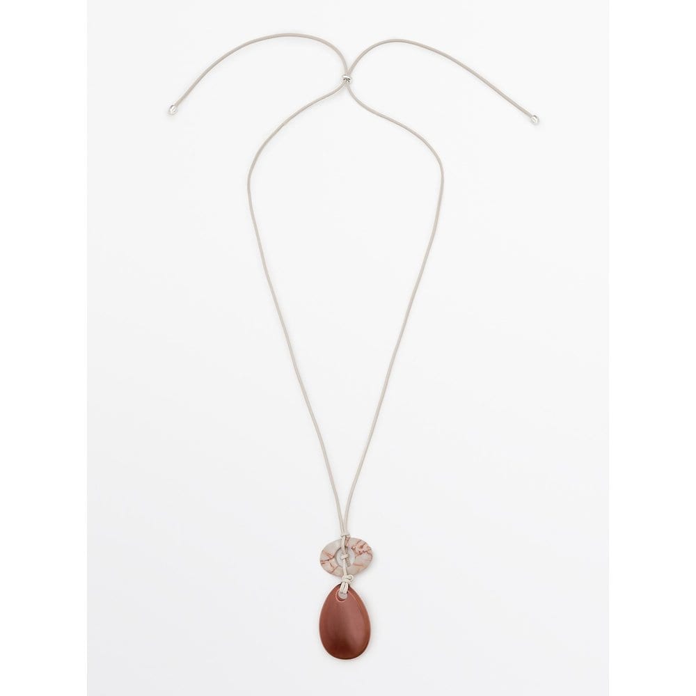 Stone Detail Leather Cord Necklace 04602588201