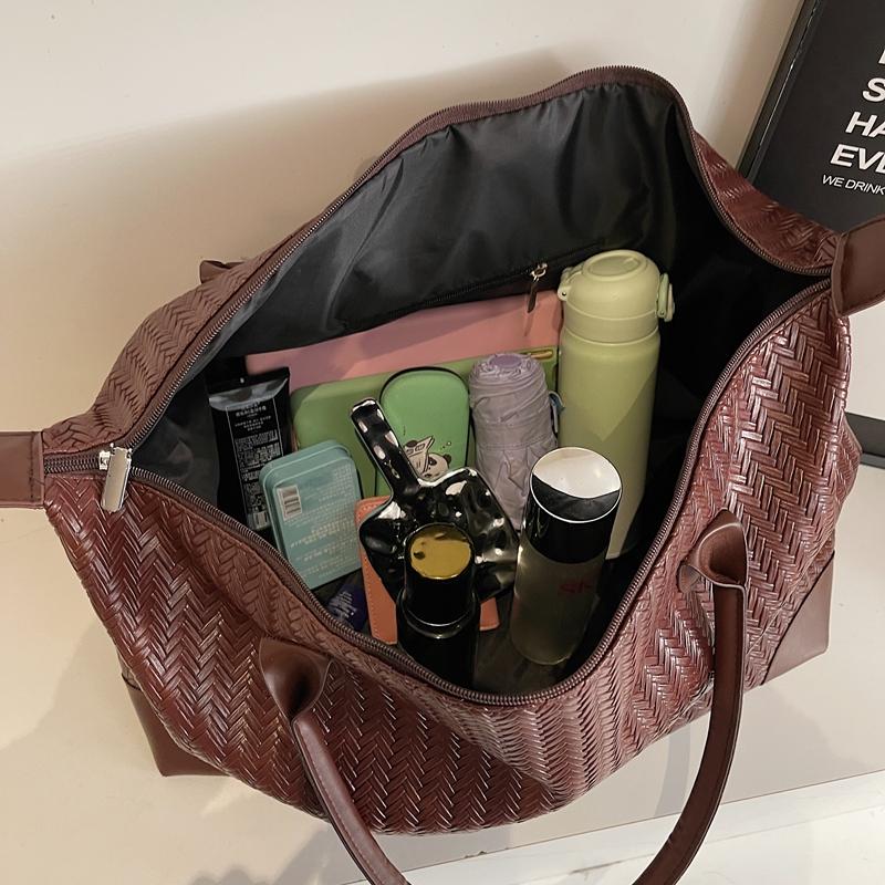 Vintage Tote Bag PU Large Capacity Shoulder Bag Women's Travel Bag