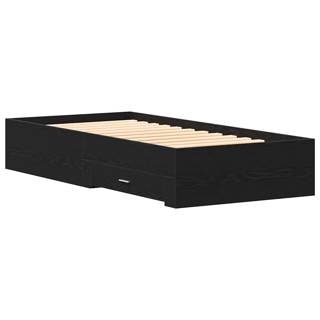 Bed Frame in Black Oak Effect 90 x 190 cm Engineered Wood