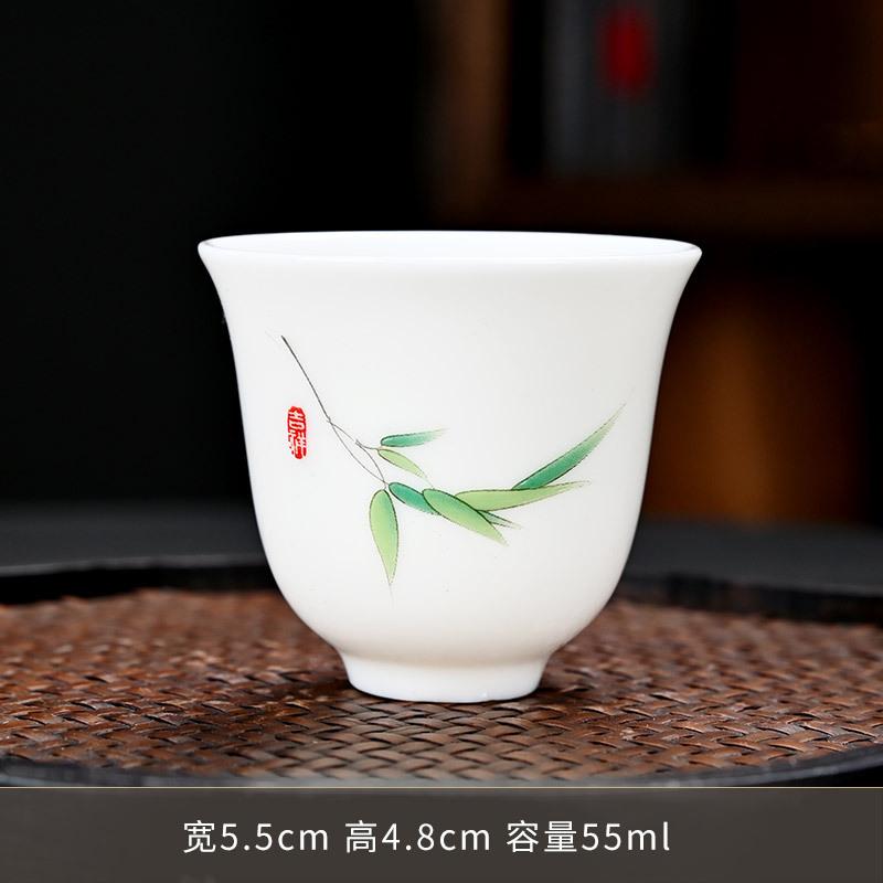 Suet Jade Porcelain High-end Teacup Household Tea Cup Chinese Ceramic Kung Fu Tea Set Suet Jade Porcelain Guofeng Single Cup