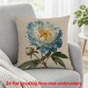 2D Flat Printing, 1pc, Blue and White Peony Flower with Yellow Stamens and Green Leaves, Pillow Cover, Polyester, Perfect for Decorating Sofas and Bed