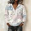 Women's Long Sleeve Color Block Print Pullover Hoodie with