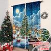 2ks 2D plochý tisk Veselé Vánoce Párty Závěsy Sníh Vánoční scéna se světly a chatkami Polyester Bez elektřiny