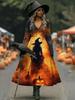 New Women's Autumn Dress Long Sleeve Halloween Dress V-Neck Splicing