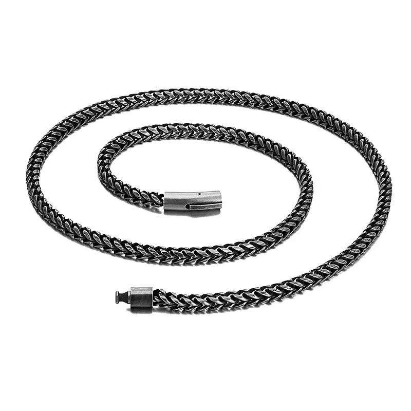Retro Stainless Steel Dragon Bone Chain Necklace & Bracelet Set for Men